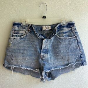 Free People Denim Paint Jean Shorts